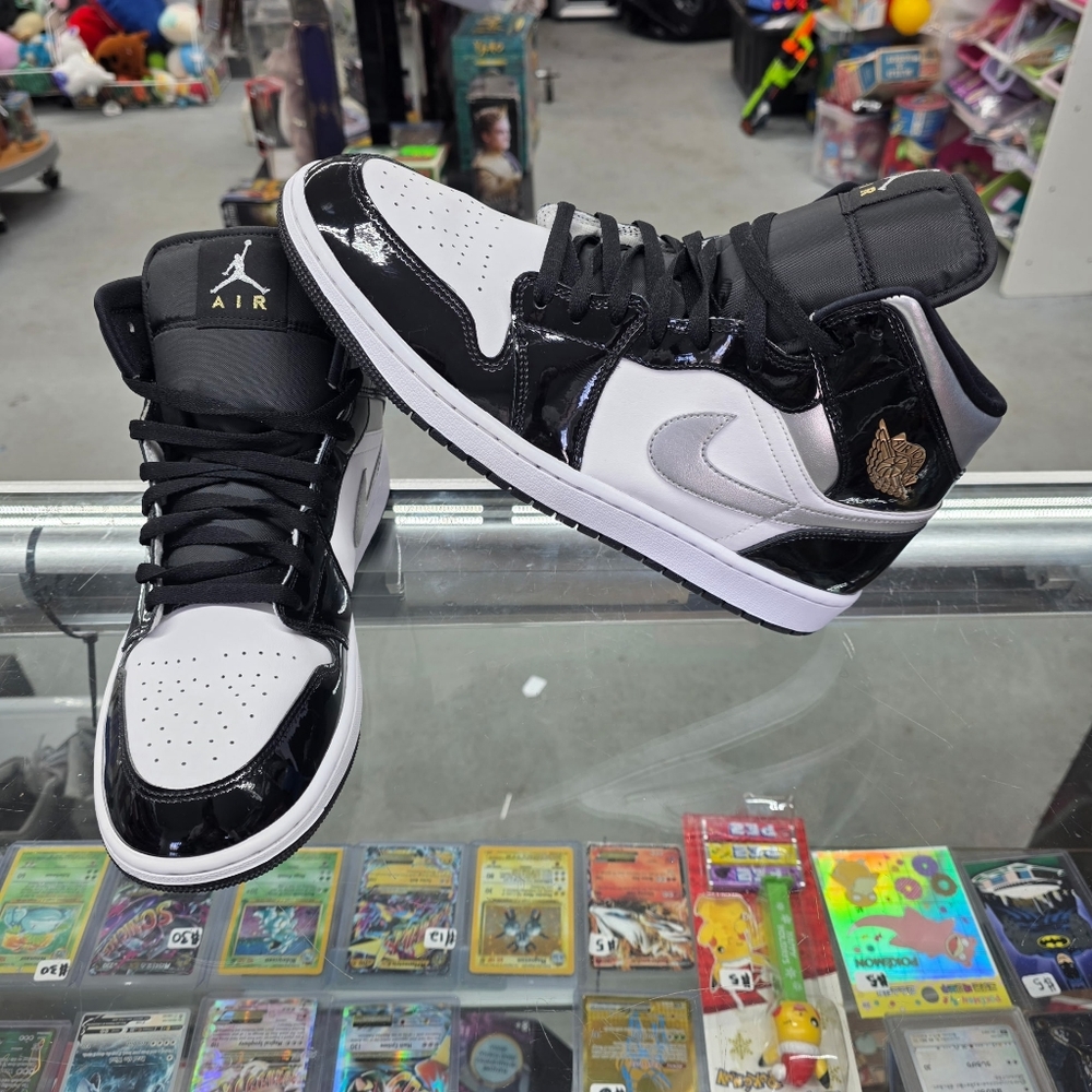 Nike Air Jordan 1 SE Mid Black White Metallic Silver HV0789-010 Size 13